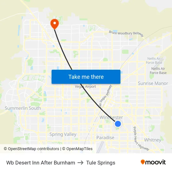Wb Desert Inn After Burnham to Tule Springs map