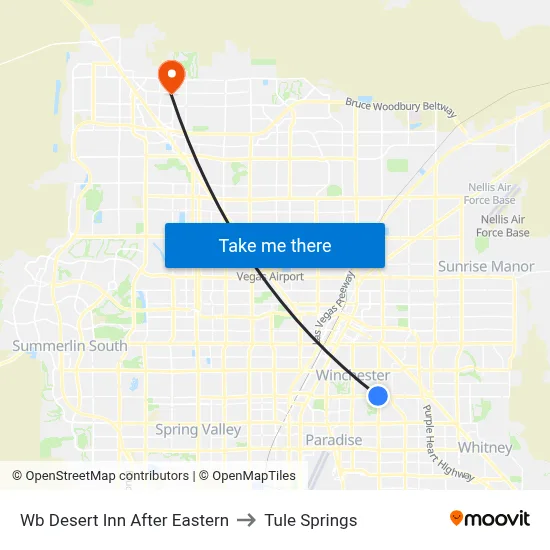 Wb Desert Inn After Eastern to Tule Springs map