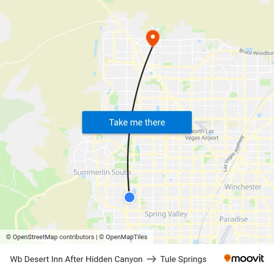 Wb Desert Inn After Hidden Canyon to Tule Springs map