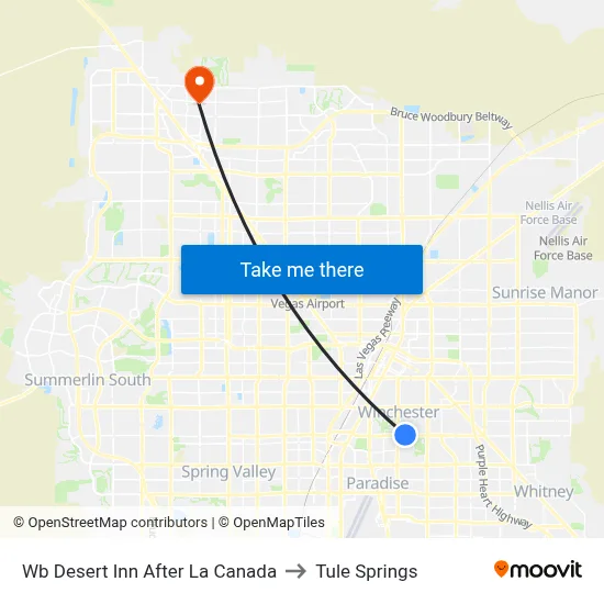 Wb Desert Inn After La Canada to Tule Springs map