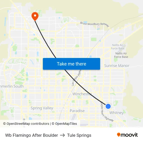 Wb Flamingo After Boulder to Tule Springs map