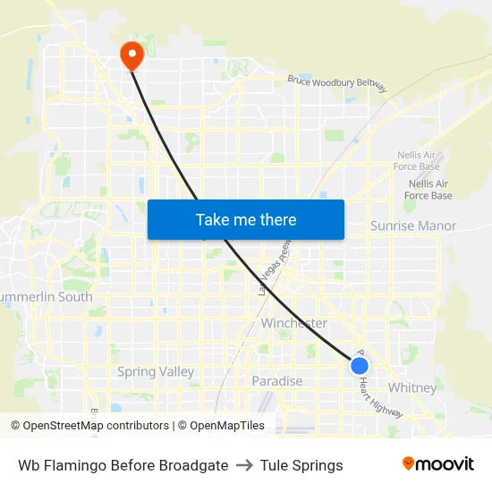 Wb Flamingo Before Broadgate to Tule Springs map
