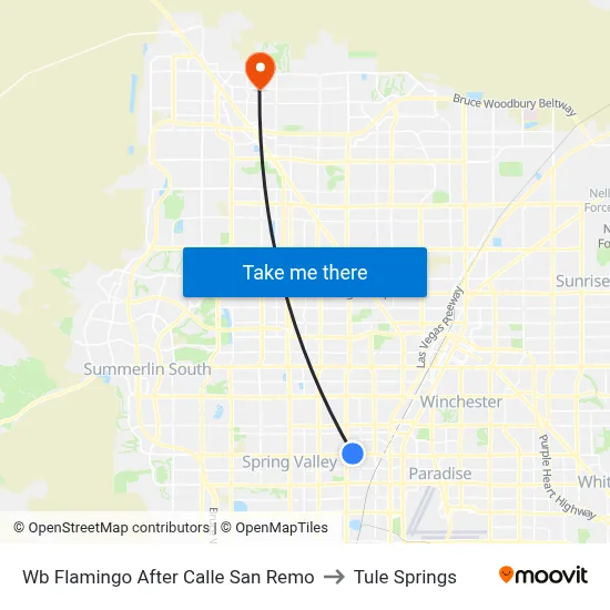 Wb Flamingo After Calle San Remo to Tule Springs map