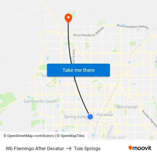 Wb Flamingo After Decatur to Tule Springs map