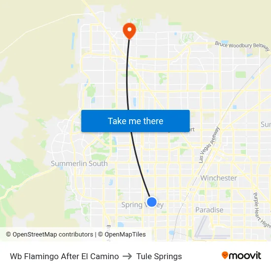Wb Flamingo After El Camino to Tule Springs map
