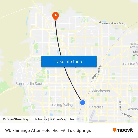 Wb Flamingo After Hotel Rio to Tule Springs map