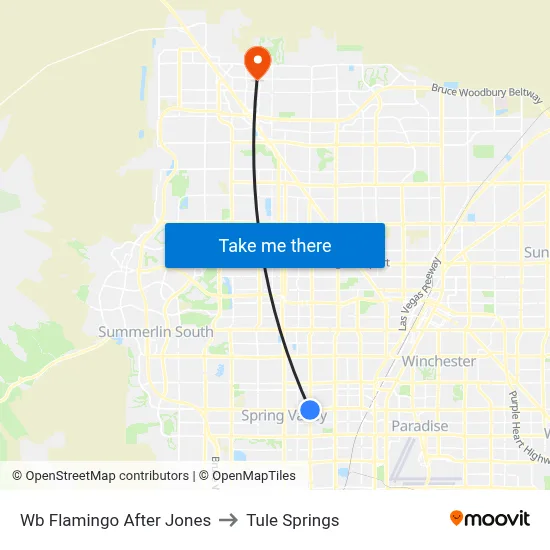 Wb Flamingo After Jones to Tule Springs map