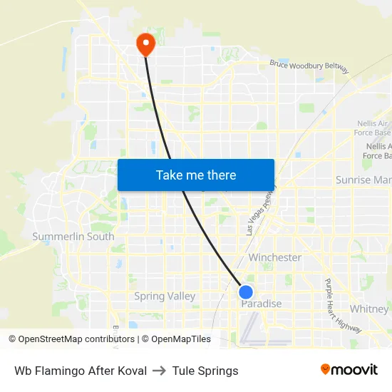 Wb Flamingo After Koval to Tule Springs map