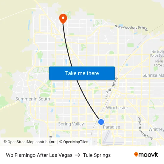Wb Flamingo After Las Vegas to Tule Springs map