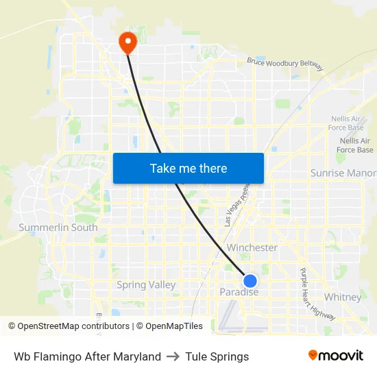 Wb Flamingo After Maryland to Tule Springs map