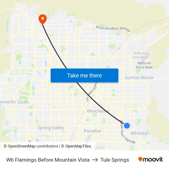 Wb Flamingo Before Mountain Vista to Tule Springs map