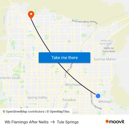 Wb Flamingo After Nellis to Tule Springs map