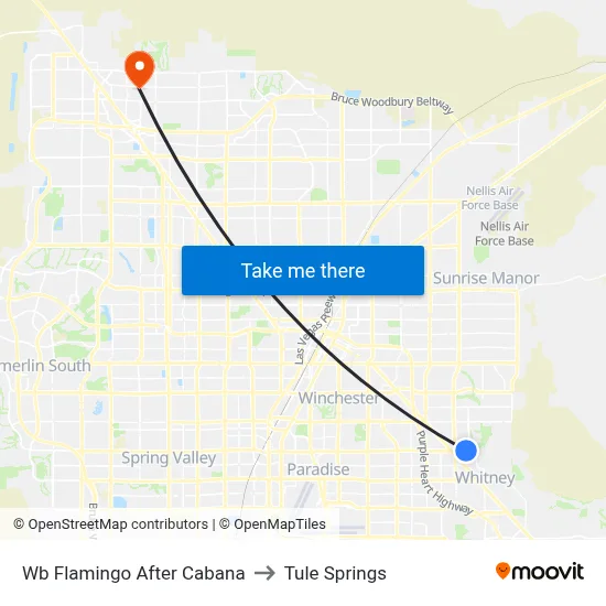 Wb Flamingo After Cabana to Tule Springs map