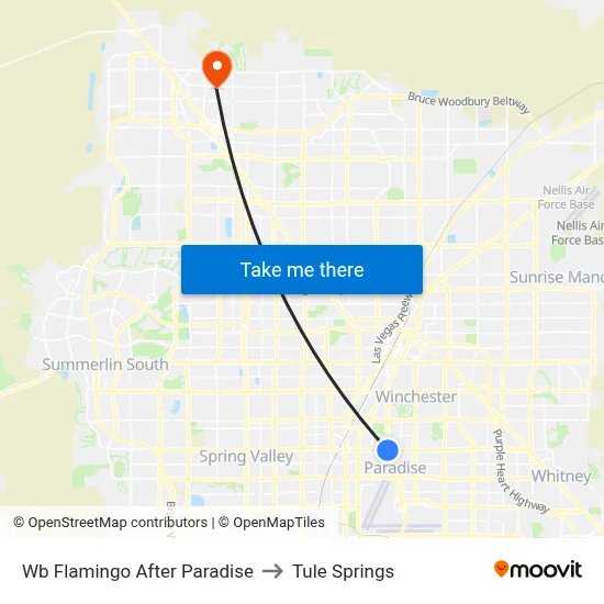 Wb Flamingo After Paradise to Tule Springs map
