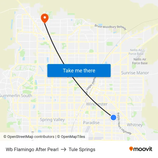 Wb Flamingo After Pearl to Tule Springs map