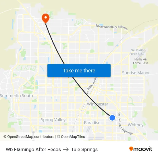 Wb Flamingo After Pecos to Tule Springs map
