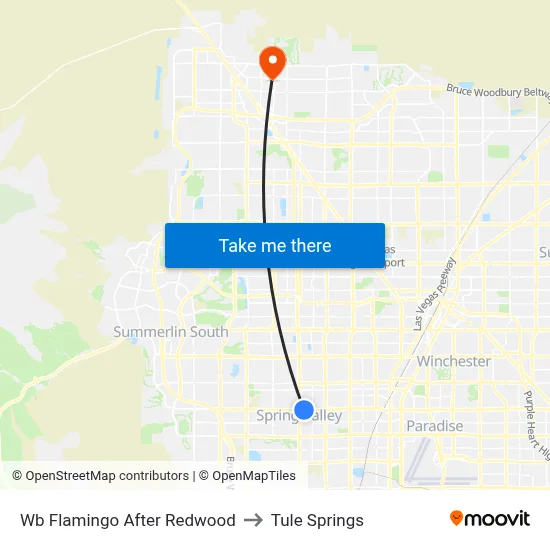 Wb Flamingo After Redwood to Tule Springs map