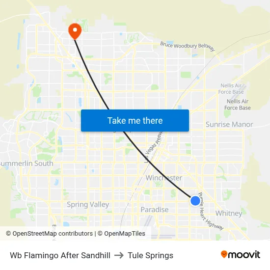 Wb Flamingo After Sandhill to Tule Springs map