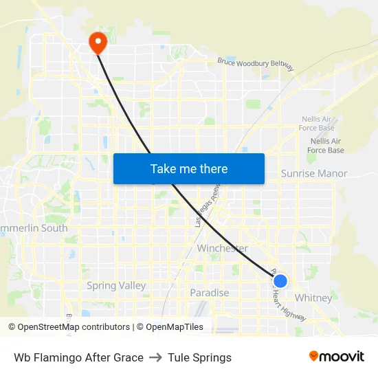 Wb Flamingo After Grace to Tule Springs map
