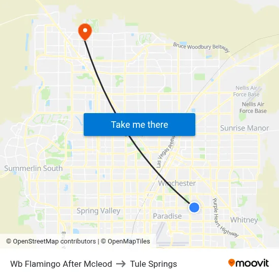 Wb Flamingo After Mcleod to Tule Springs map