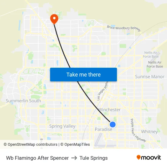 Wb Flamingo After Spencer to Tule Springs map