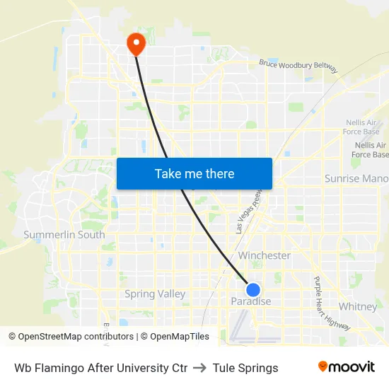 Wb Flamingo After University Ctr to Tule Springs map