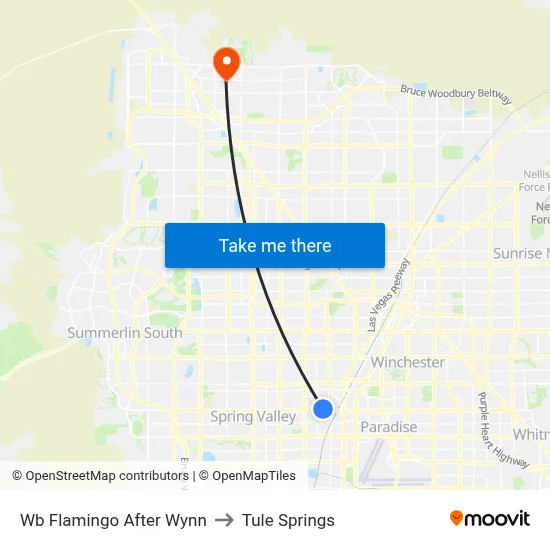 Wb Flamingo After Wynn to Tule Springs map