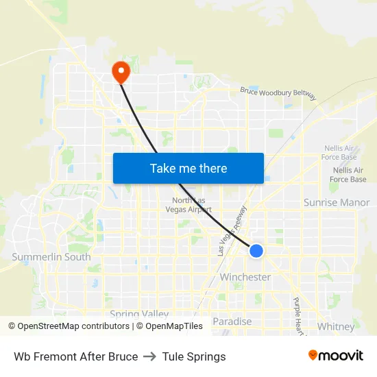 Wb Fremont After Bruce to Tule Springs map