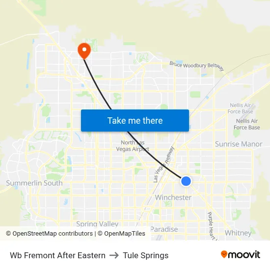 Wb Fremont After Eastern to Tule Springs map