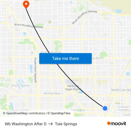 Wb Washington After D to Tule Springs map