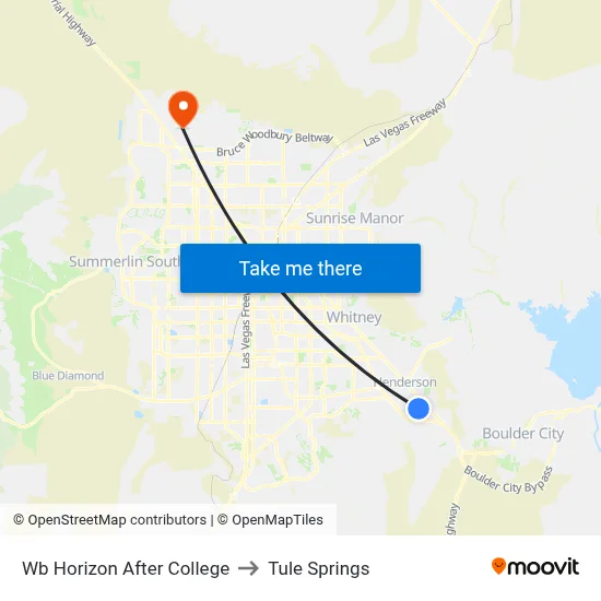 Wb Horizon After College to Tule Springs map