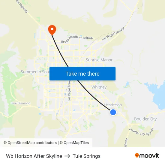 Wb Horizon After Skyline to Tule Springs map