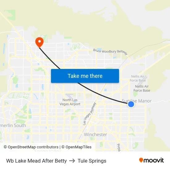 Wb Lake Mead After Betty to Tule Springs map