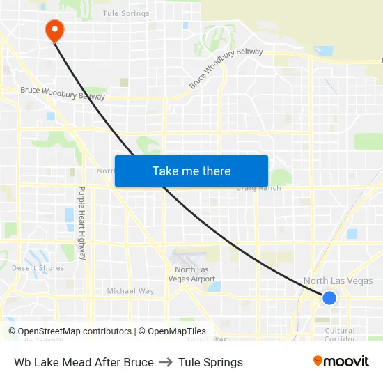 Wb Lake Mead After Bruce to Tule Springs map