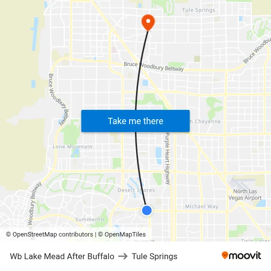 Wb Lake Mead After Buffalo to Tule Springs map