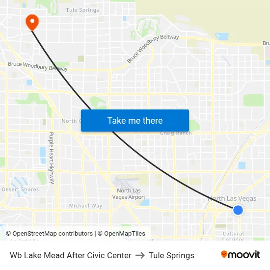 Wb Lake Mead After Civic Center to Tule Springs map