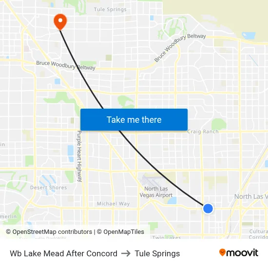 Wb Lake Mead After Concord to Tule Springs map