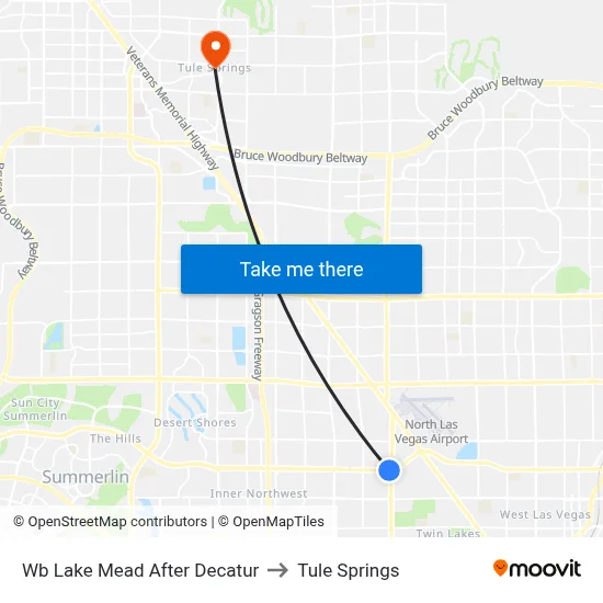 Wb Lake Mead After Decatur to Tule Springs map