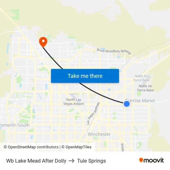 Wb Lake Mead After Dolly to Tule Springs map