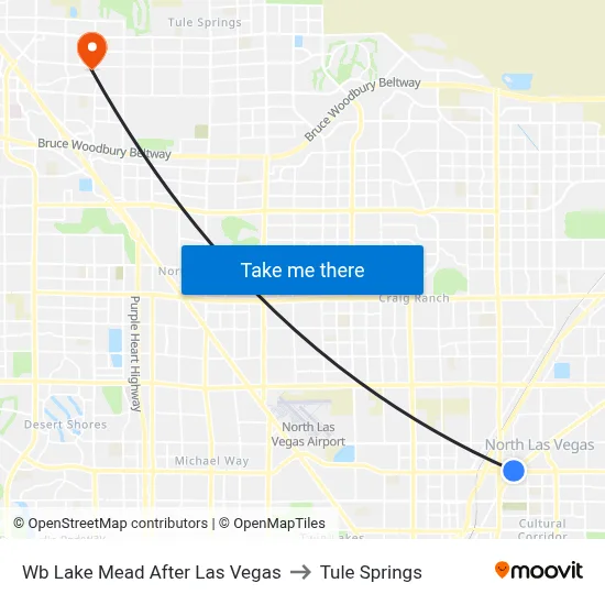 Wb Lake Mead After Las Vegas to Tule Springs map