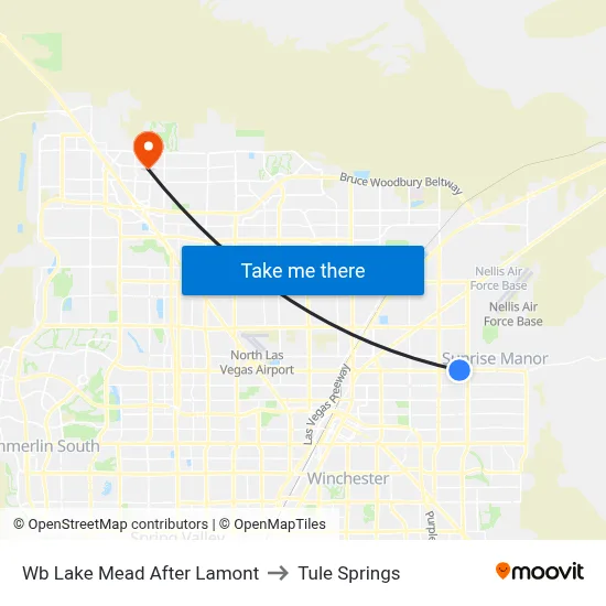 Wb Lake Mead After Lamont to Tule Springs map