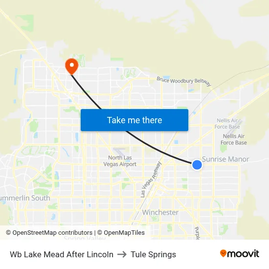 Wb Lake Mead After Lincoln to Tule Springs map