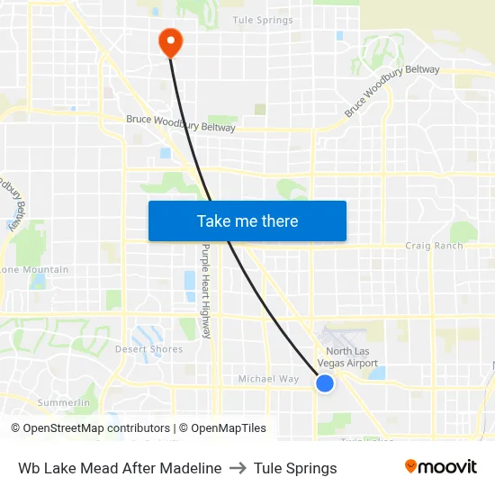 Wb Lake Mead After Madeline to Tule Springs map