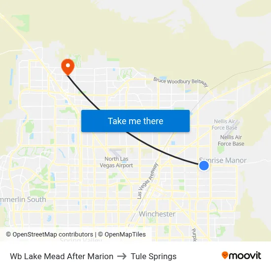 Wb Lake Mead After Marion to Tule Springs map