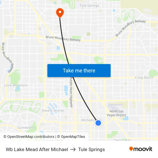 Wb Lake Mead After Michael to Tule Springs map