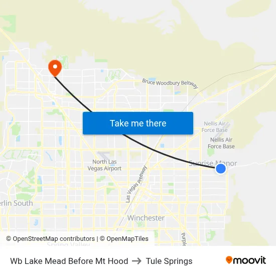 Wb Lake Mead Before Mt Hood to Tule Springs map