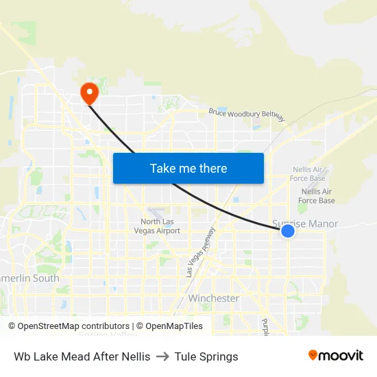 Wb Lake Mead After Nellis to Tule Springs map