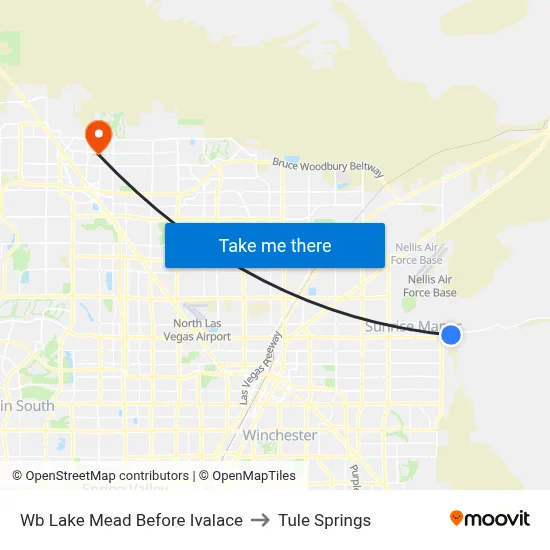Wb Lake Mead Before Ivalace to Tule Springs map