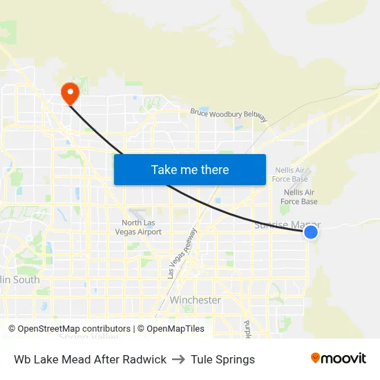 Wb Lake Mead After Radwick to Tule Springs map