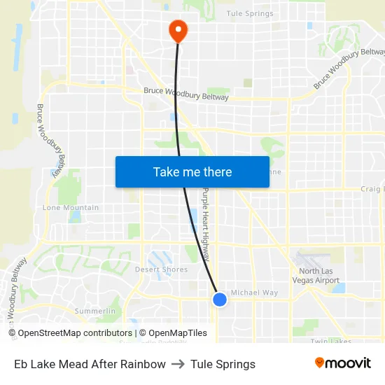 Eb Lake Mead After Rainbow to Tule Springs map